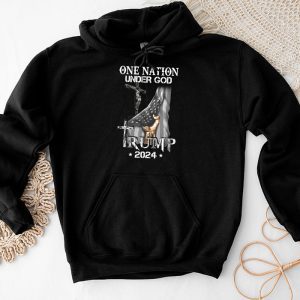 Trump 2024 Shirts One Nation Under God Trump 2024 God American Flag Hoodie