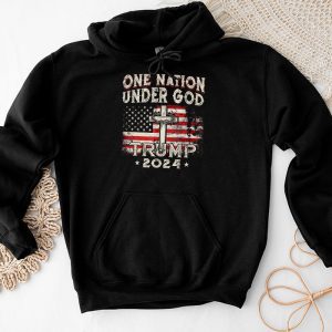 Trump 2024 Shirts One Nation Under God Trump 2024 God American Flag Hoodie