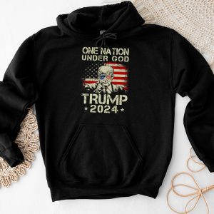 Trump 2024 Shirts One Nation Under God Trump 2024 God American Flag Hoodie