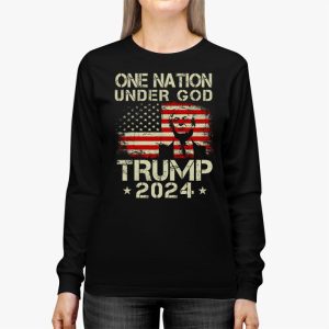 One Nation Under God Trump 2024 God American Flag Longsleeve Tee 2 2