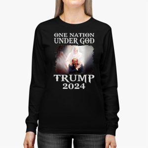 One Nation Under God Trump 2024 God American Flag Longsleeve Tee 2 3