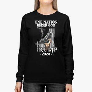 One Nation Under God Trump 2024 God American Flag Longsleeve Tee 2