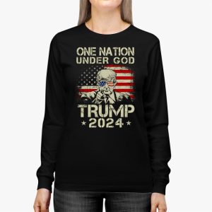 One Nation Under God Trump 2024 God American Flag Longsleeve Tee 2 4