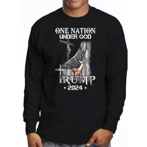 One Nation Under God Trump 2024 God American Flag Longsleeve Tee 3