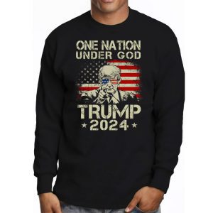 One Nation Under God Trump 2024 God American Flag Longsleeve Tee 3 4