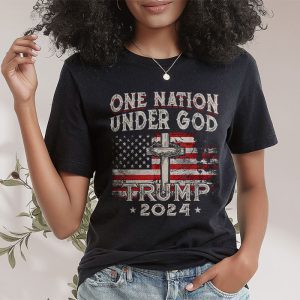 One Nation Under God Trump 2024 God American Flag T Shirt 2 1