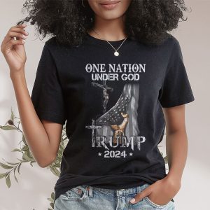 One Nation Under God Trump 2024 God American Flag T Shirt 2