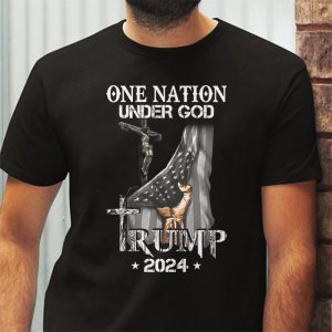 One Nation Under God Trump 2024 God American Flag T Shirt 3