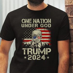 One Nation Under God Trump 2024 God American Flag T Shirt 3 4