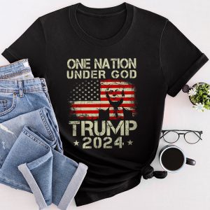 Trump 2024 Shirts One Nation Under God Trump 2024 God American Flag T-Shirt