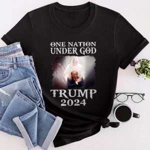 One Nation Under God Trump 2024 God American Flag T-Shirt