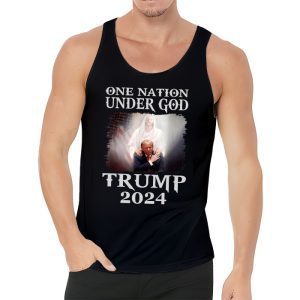 One Nation Under God Trump 2024 God American Flag Tank Top 3 3