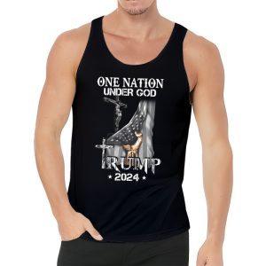 One Nation Under God Trump 2024 God American Flag Tank Top 3