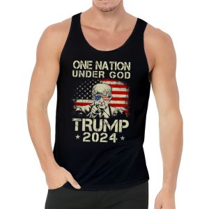 One Nation Under God Trump 2024 God American Flag Tank Top 3 4