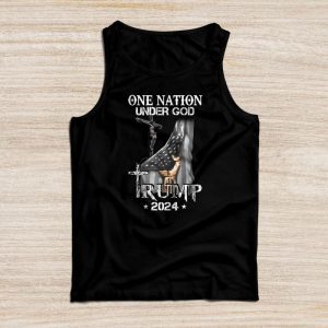 Trump 2024 Shirts One Nation Under God Trump 2024 God American Flag Tank Top