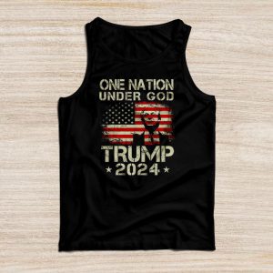 One Nation Under God Trump 2024 God American Flag Tank Top