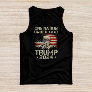 Trump 2024 Shirts One Nation Under God Trump 2024 God American Flag Tank Top