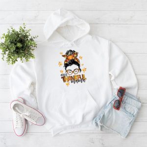 One Thankful Mama Funny Messy Bun Fall Autumn Thanksgiving Hoodie 1