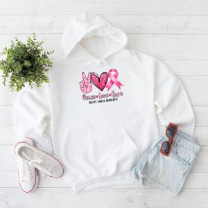 Peace Love Cure Pink Ribbon Cancer Breast Awareness Hoodie 1 1