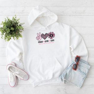 Peace Love Cure Pink Ribbon Cancer Breast Awareness Hoodie 1 2