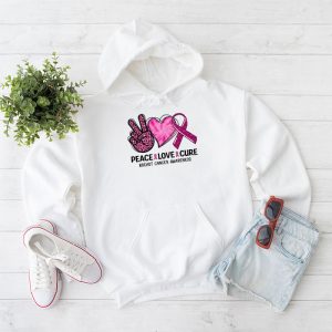 Peace Love Cure Pink Ribbon Cancer Breast Awareness Hoodie 1 3