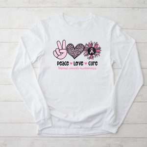 Peace Love Cure Pink Ribbon Cancer Breast Awareness Longsleeve Tee 2 2