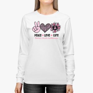 Peace Love Cure Pink Ribbon Cancer Breast Awareness Longsleeve Tee 3 2