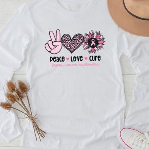 Peace Love Cure Pink Ribbon Cancer Breast Awareness Longsleeve Tee