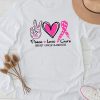 Peace Love Cure Pink Ribbon Cancer Breast Awareness Longsleeve Tee