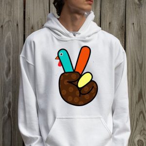 Peace Sign Turkey Hand Cool Thanksgiving Hippie Men Women Hoodie 2 2