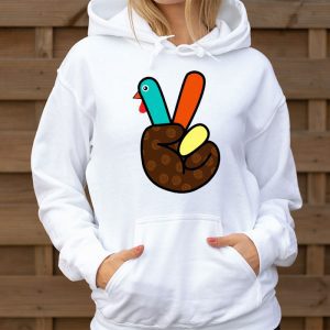 Peace Sign Turkey Hand Cool Thanksgiving Hippie Men Women Hoodie 3 2