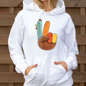 Peace Sign Turkey Hand Cool Thanksgiving Hippie Men Women Hoodie 3