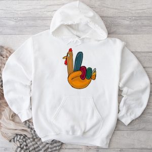 Thanksgiving Shirt Ideas Peace Sign Turkey Hand Cool Thanksgiving Hippie Perfect Hoodie