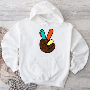 Thanksgiving Shirt Ideas Peace Sign Turkey Hand Cool Thanksgiving Hippie Perfect Hoodie