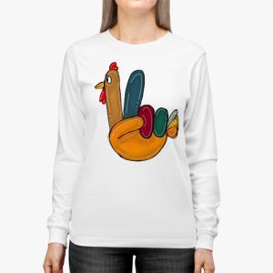 Peace Sign Turkey Hand Cool Thanksgiving Hippie Men Women Longsleeve Tee 2 1