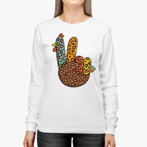 Peace Sign Turkey Hand Cool Thanksgiving Hippie Men Women Longsleeve Tee 2 3