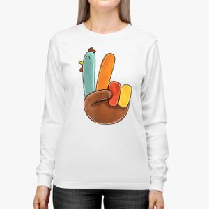 Peace Sign Turkey Hand Cool Thanksgiving Hippie Men Women Longsleeve Tee 2