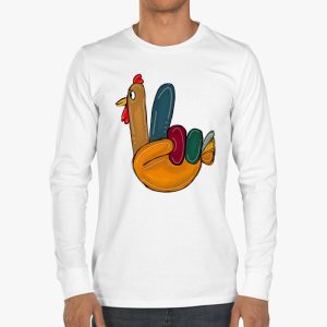 Peace Sign Turkey Hand Cool Thanksgiving Hippie Men Women Longsleeve Tee 3 1