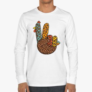 Peace Sign Turkey Hand Cool Thanksgiving Hippie Men Women Longsleeve Tee 3 3