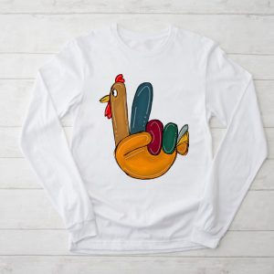 Peace Sign Turkey Hand Cool Thanksgiving Hippie Men Women Longsleeve Tee