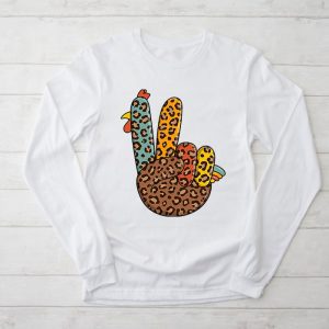 Thanksgiving Shirt Ideas Peace Sign Turkey Hand Cool Thanksgiving Hippie Perfect Longsleeve Tee