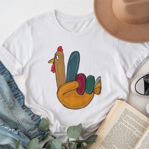 Peace Sign Turkey Hand Cool Thanksgiving Hippie Men Women T Shirt 1 1