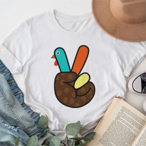 Peace Sign Turkey Hand Cool Thanksgiving Hippie Men Women T Shirt 1 2