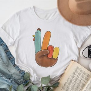 Peace Sign Turkey Hand Cool Thanksgiving Hippie Men Women T Shirt 1