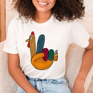 Peace Sign Turkey Hand Cool Thanksgiving Hippie Men Women T Shirt 2 1