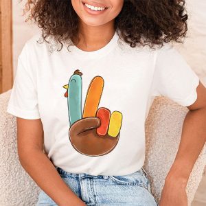 Peace Sign Turkey Hand Cool Thanksgiving Hippie Men Women T Shirt 2