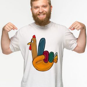 Peace Sign Turkey Hand Cool Thanksgiving Hippie Men Women T Shirt 3 1