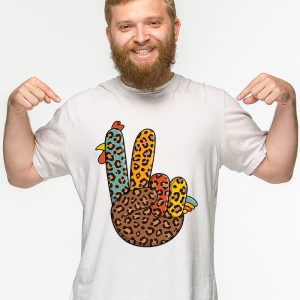 Peace Sign Turkey Hand Cool Thanksgiving Hippie Men Women T Shirt 3 3