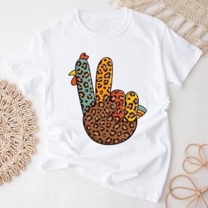 Thanksgiving Shirt Ideas Peace Sign Turkey Hand Cool Thanksgiving Hippie Perfect T-Shirt