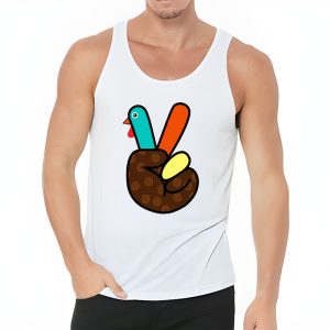 Peace Sign Turkey Hand Cool Thanksgiving Hippie Men Women Tank Top 3 2